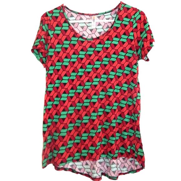 LULAROE Classic T women's small stretchy geometric print short sleeve blouse - Picture 1 of 9